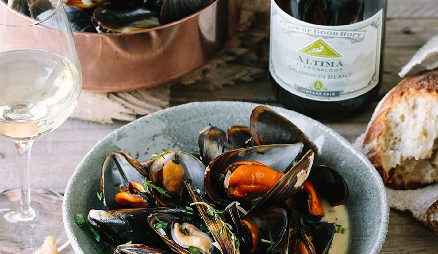 COGH Saldanha Bay mussels in wine garlic herbs and cream COGH Saldanha Bay mussels in wine garlic herbs and cream